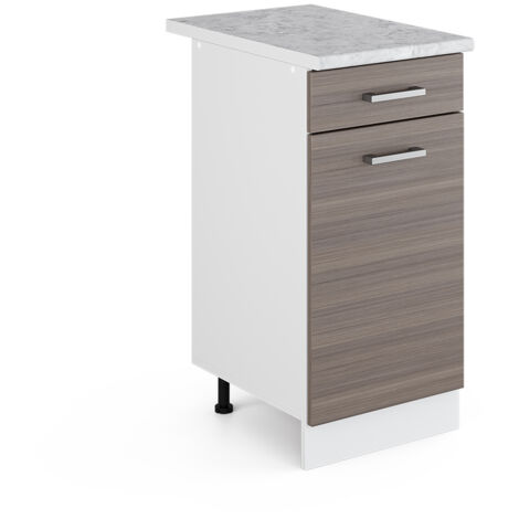 Unterschrank R-Line, Grau, 40 cm mit Schublade, mit Arbeitsplatte, Vicco