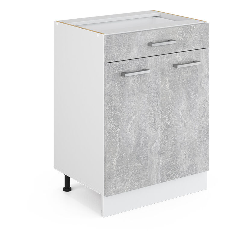 Vicco - Unterschrank R-line, Beton, 60 Cm Mit Schubladen, Ohne Arbeitsplatte