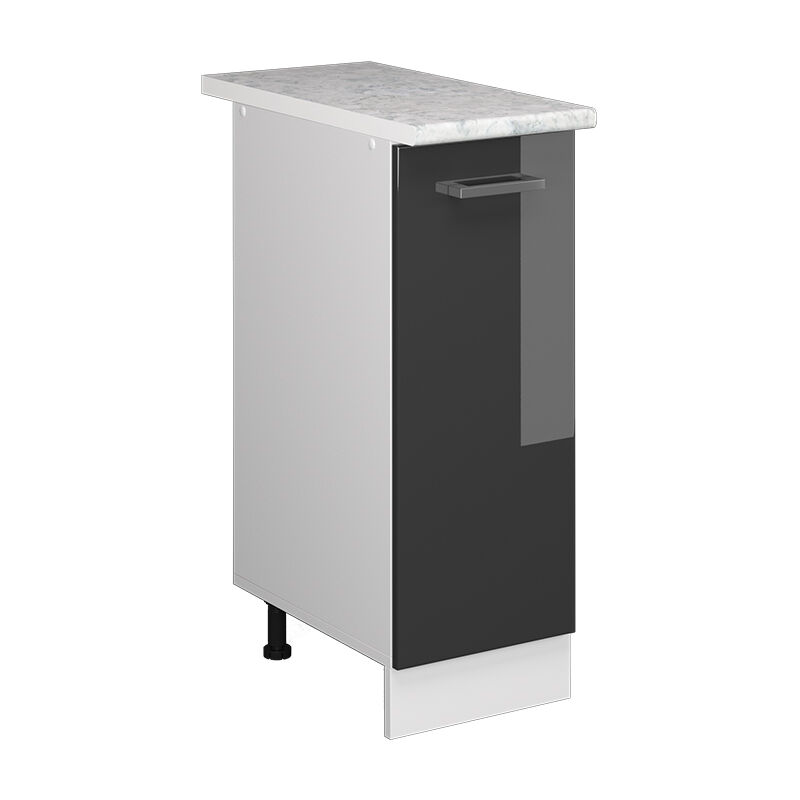 Vicco - Unterschrank R-line, Anthrazit Hochglanz, 30 Cm Mit Tür, Mit Arbeitsplatte
