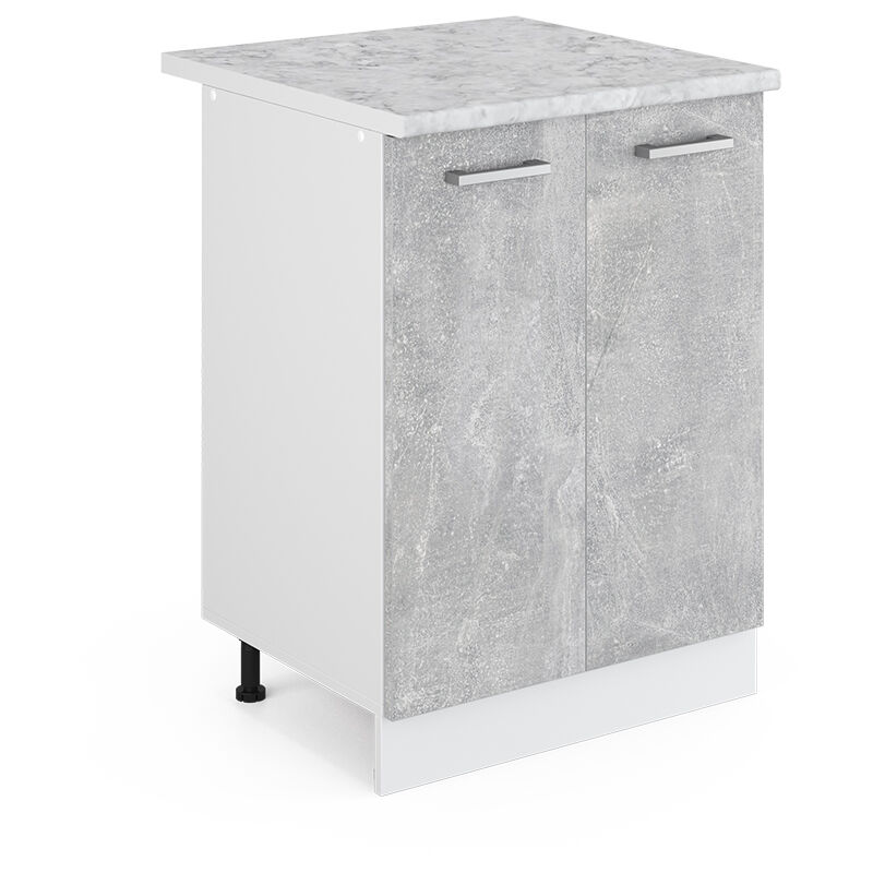 Vicco - Unterschrank R-line, Beton, 60 Cm Mit Türen, Mit Arbeitsplatte