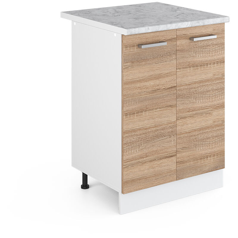 Vicco - Unterschrank R-line, Sonoma, 60 Cm Mit Türen, Mit Arbeitsplatte