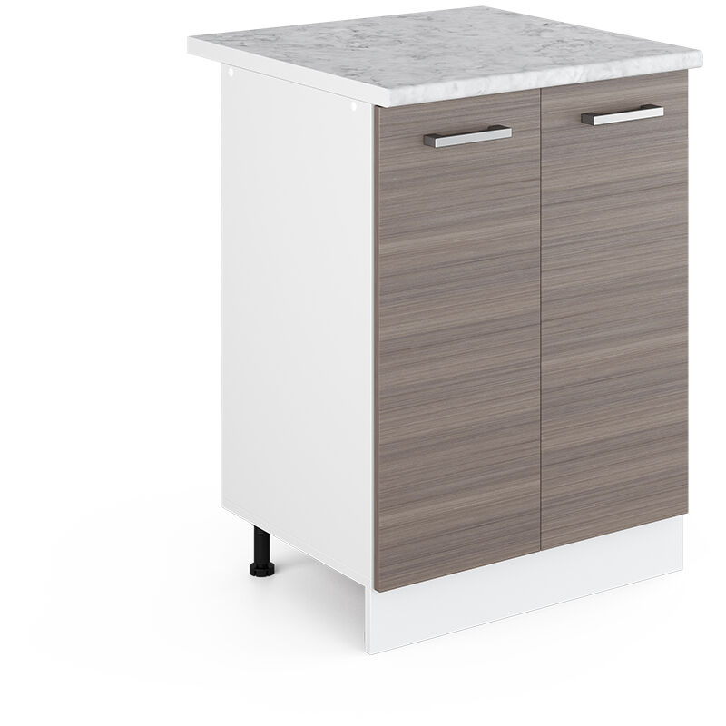 Vicco - Unterschrank R-line, Grau, 60 Cm Mit Türen, Mit Arbeitsplatte