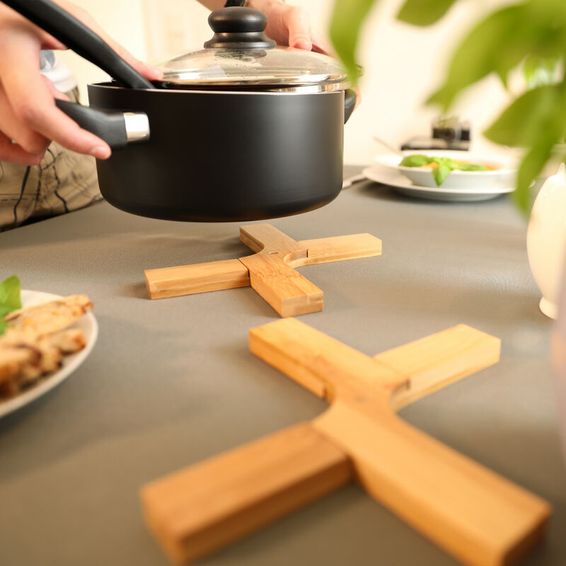 Topfuntersetzer Untersetzer Holz Bambus 2er Set für Töpfe und Pfannen 2 Stück