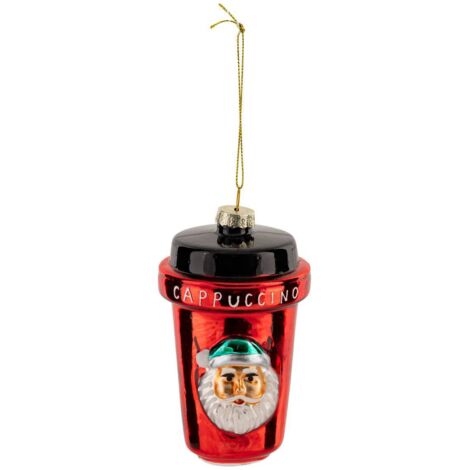 Untersetzer Capuccino Weihnachtsmann Glas H.11cm rot - Feeric lights & christmas