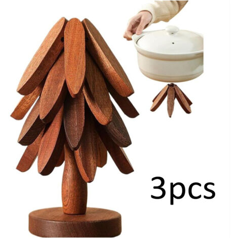 Untersetzer Holz Set Für Baumkunst, Weihnachtsbaum Topfuntersetzer Set, Faltbare Holzuntersetzer Heiße Gerichte, Baumform Ständer Wie EIN Aufbewahrt