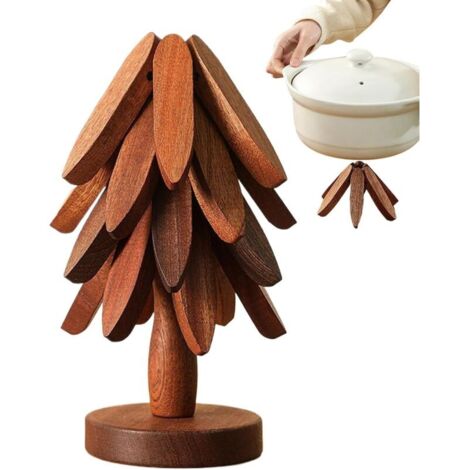 Untersetzer Holz Set Für Baumkunst, Weihnachtsbaum Topfuntersetzer Set, Faltbare Holzuntersetzer Heiße Gerichte, Baumform Ständer Wie EIN Aufbewahrt
