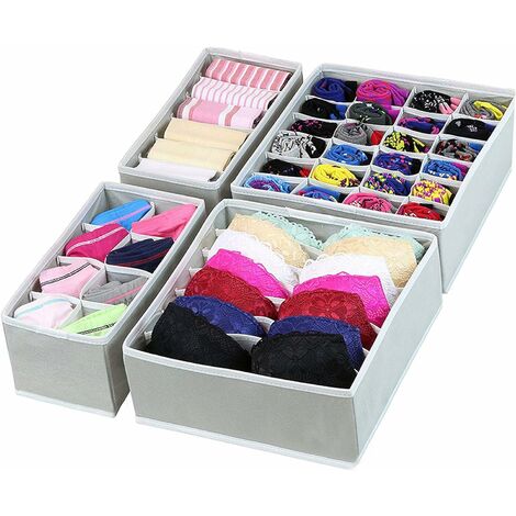 Unterwäsche Schublade Organizer Teiler, 4 PCS Kleiderschrank Organizer, Stoff Aufbewahrungsboxen für Schlafzimmer, Schubladen Teiler