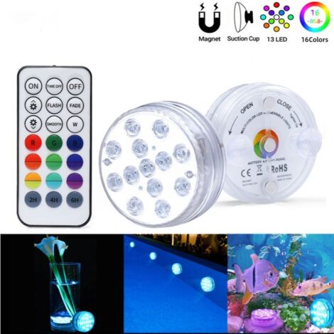 Unterwasser-Pool-Licht, IP68 wasserdichter LED-Pool-Scheinwerfer mit RF-Fernbedienung, oberirdische LED-Pool-Licht-Lampe - 13 Lichter + Infrarot-Fernbedienung 1