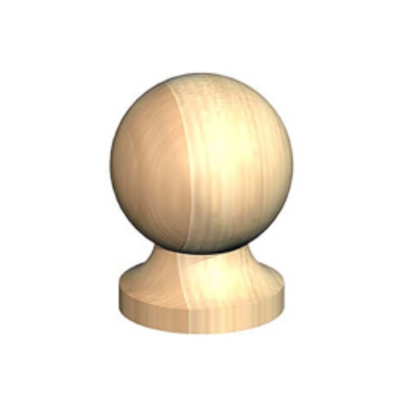 Birkdale - Untreated Wood Ball & Collar Finial for 3in Posts - 65 x 65 x 90mm (1 Pack)