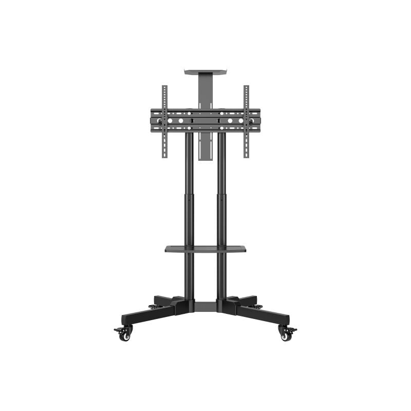 UNYKAch Support TV mobile avec 2 étagères et hauteur réglable pour écrans plats et incurvés of 32-75 pouces (jusqu'à 45 kg), VESA max 600 x 400 mm