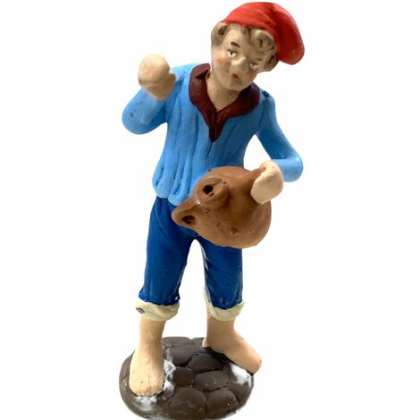 Uomo con brocca statuetta in terracotta artigianale per presepe napoletano da h 10 cm