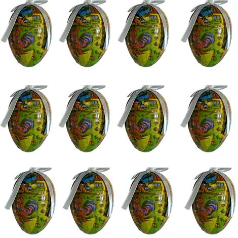 Uova decorazioni pasquali da appendere per albero di pasqua arredo casa set da12 in polisterolo moderno e particolare 9cm