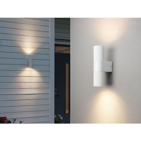 Up and Down LED Außenwandleuchte Aluminium Weiß, Höhe 23,5cm