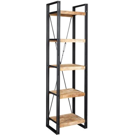 Up cycled Industrial Mintis Narrow Open Bookcase