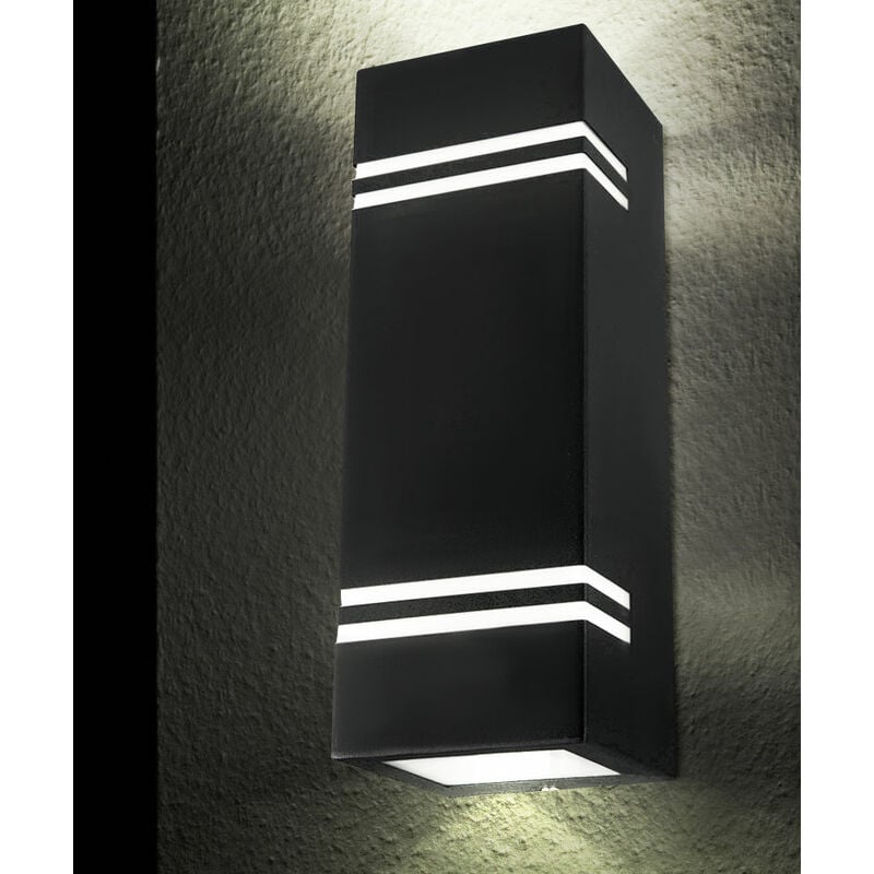 Image of Up down lampada da parete in acciaio inox per esterni facciata faretti illuminazione cortile lampada da giardino nero