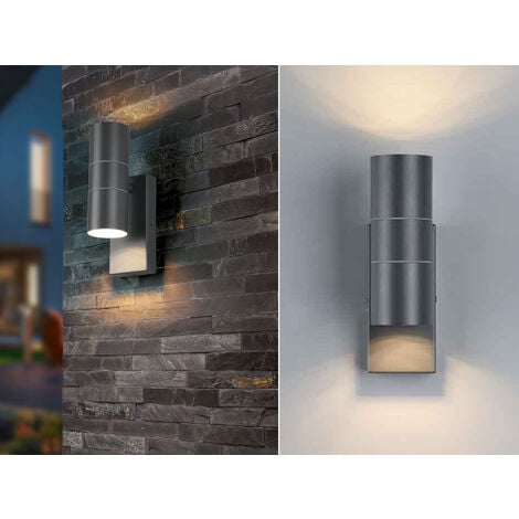 Up Down LED Außenwandleuchte mit Dämmerungssensor, Anthrazit Höhe 21cm