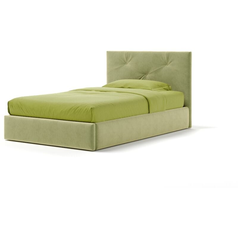 Letto Contenitore Made In Italy Cangù up singolo grande tessuto verde