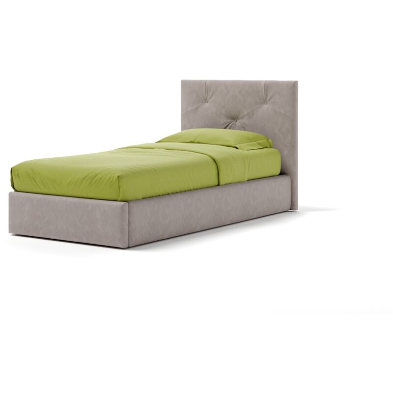 Letto Contenitore Made In Italy Cangù up singolo in pelle rigenerata tortora