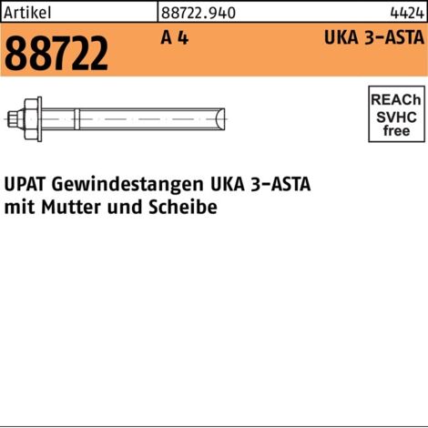 UPAT Vis béton ASTA M10x300 A4 (Par 10)