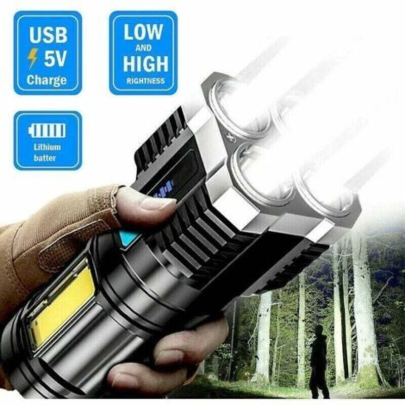 Uper Bright 10000000lm Torche Led Lampe de Poche Usb Rechargeable Tactique Lumière Chaude(argent)