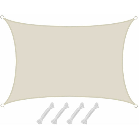 UPF50+ Toldo UV 3x5 m Rectángulo Poliéster Hidrófugo Vela de Protección Beige