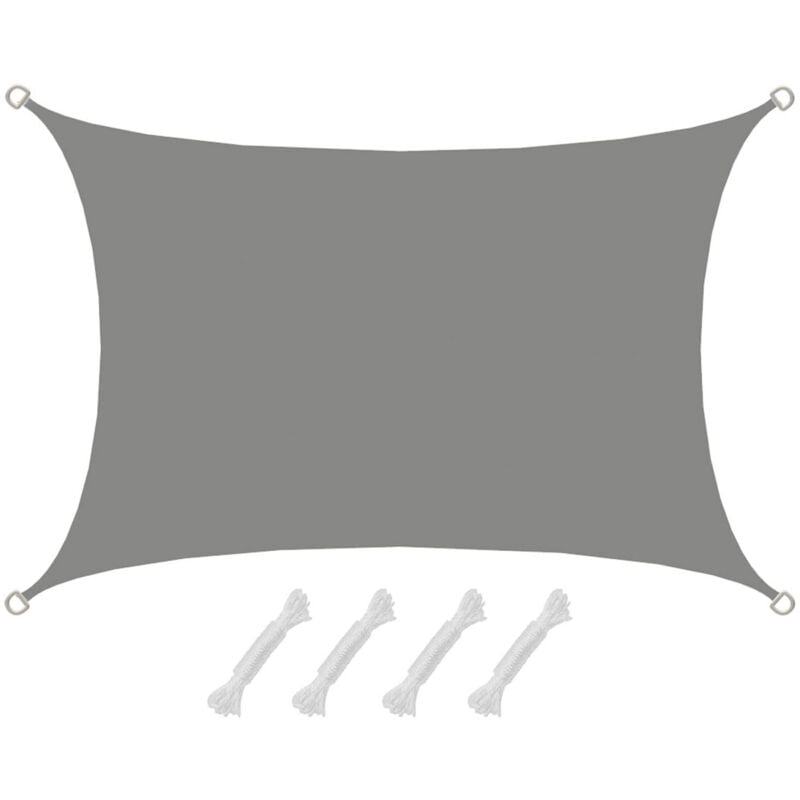Amanka - UPF50+ Voile d'ombrage uv 2x3 m Polyester Rectangle Protection Hydrofuge gris