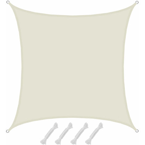 UPF50+ Voile d'ombrage UV 4x4 m Polyester Carré Protection Solaire Hydrofuge - beige