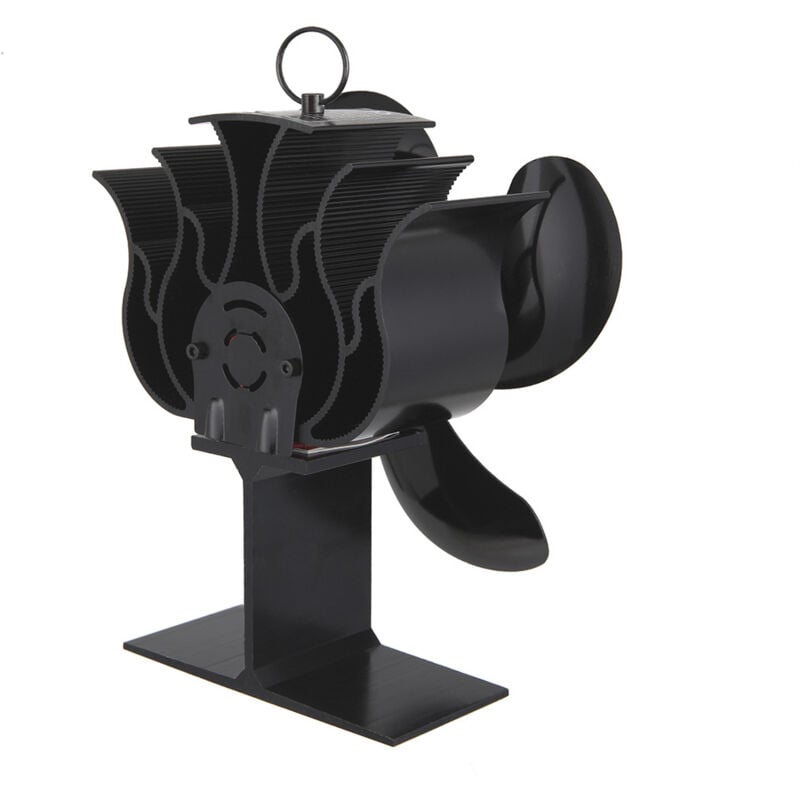 Aiducho - Ventilateur à Chaleur 4 Lames Pour Foyer Au Bois Poêle à Brûler - Ventilateur Écologique Et Efficace (Noir)