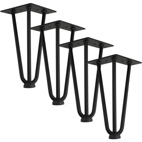 [Upgrade] 4 Pack Barrette Table Legs, 20cm Metal Legs, Three Iron Bars, Stronger, with Screws and Floor Protectors.