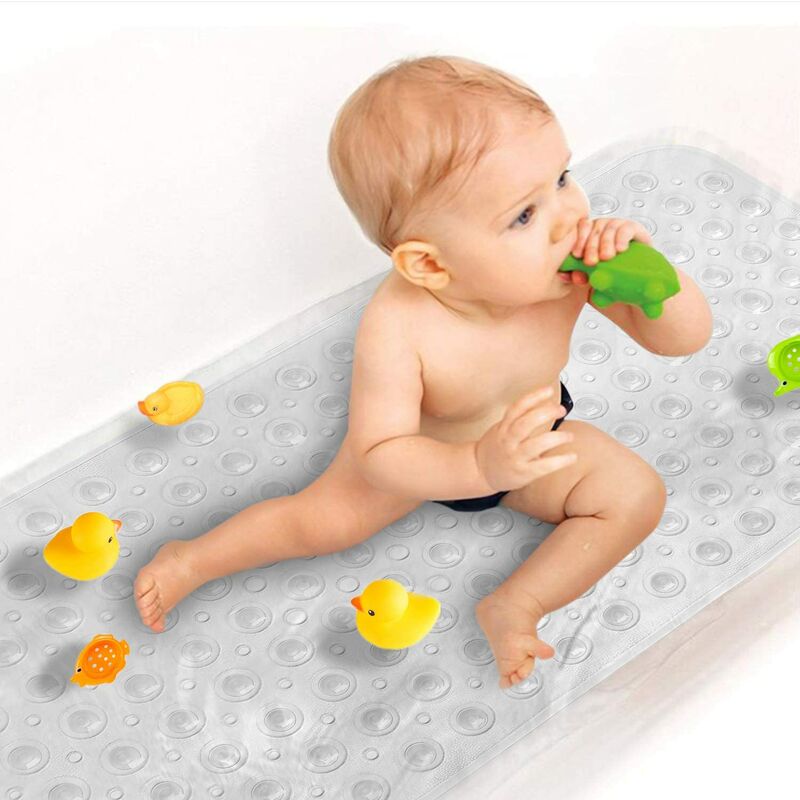 Upgrade Baby Bath Mat Non Slip Extra Long Bathtub Mat for Kids 40 X 16 Inch - Eco Friendly Bath Tub Mat with 200 Big Suction Cups,Machine Washable