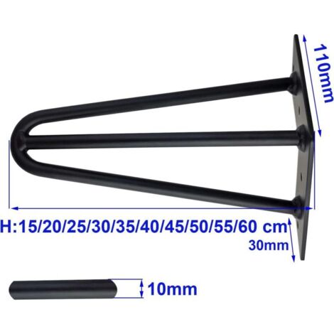 [Upgrade] Set mit 4 Barette-Tischbeinen, 20 cm Metallbeine, drei Eisenstangen, stabiler, mit Schrauben und Bodenschonern.