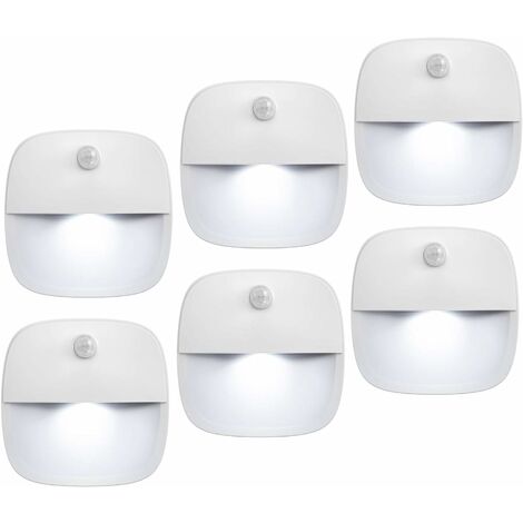 (Upgrade-Version) Bewegungssensor-Licht, kabelloses batteriebetriebenes LED-Nachtlicht, Wandleuchte, Schrankbeleuchtung, sichere Beleuchtung für Treppen, Flur, Badezimmer, Küche, Schrank (Weiß - 6er-P
