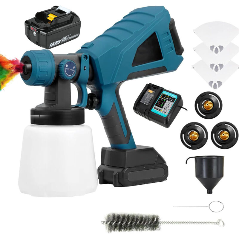 Teetok - Upgraded Paint Sprayer - Fence Paint Sprayer, hvlp Electric Spray Gun for Home Interior and Exterior, Cabinets, House, Fence, Ceiling,1x