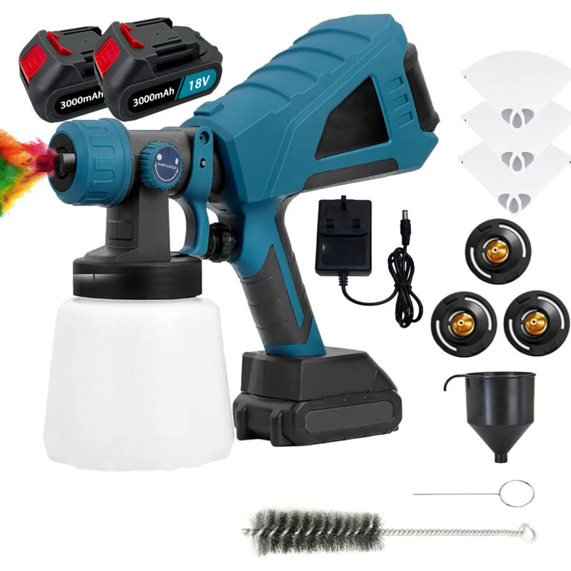 Upgraded Paint Sprayer - Fence Paint Sprayer, HVLP Electric Spray Gun for Home Interior and Exterior, Cabinets, House, Fence, Ceiling，2x 3.0A Battery