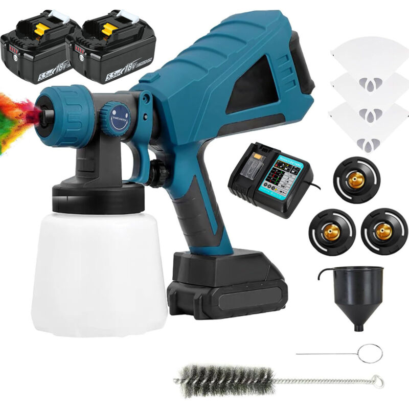 Teetok - Upgraded Paint Sprayer - Fence Paint Sprayer, hvlp Electric Spray Gun for Home Interior and Exterior, Cabinets, House, Fence, Ceiling,2x