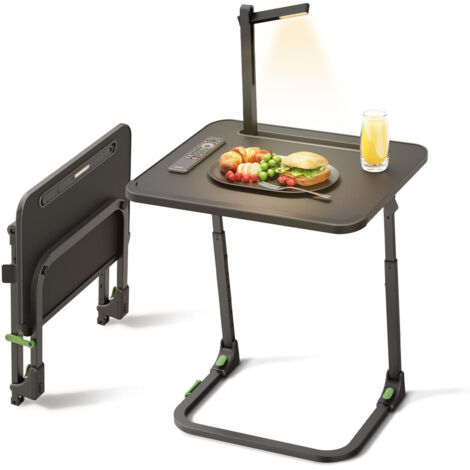 Upgraded Small Folding Table, Height & Tilt Adjustable Sturdy TV Dinner Tray Tables, Multifunction TV Trays for Eating