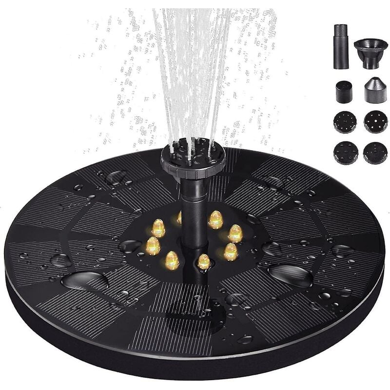 Crea - Upgraded Solar Water Fountain With 3w Led Light - Solar Powered Fountain With 8 Water Styles - Solar Powered Floating Fountain For Birdbath