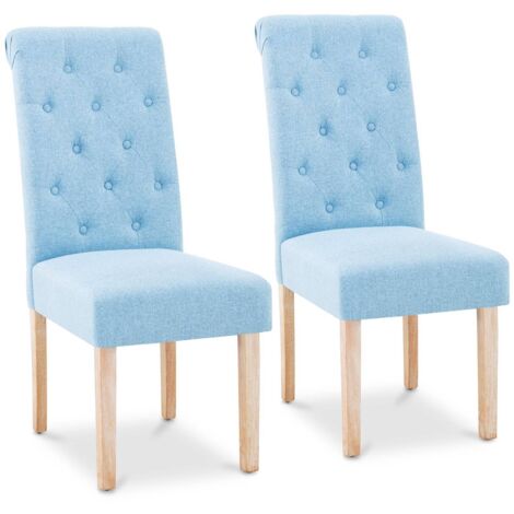 FROMM & STARCK Upholstered Chair Cushioned Chair Padded Chair Set of 2 180kg Sky Blue