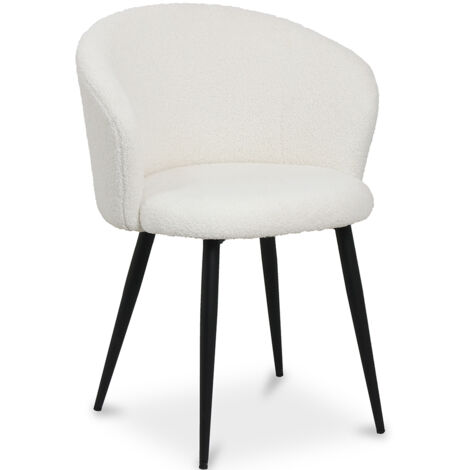 Upholstered Dining Chair in Bouclé - Detra White