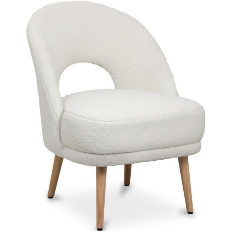 Upholstered Dining Chair in Bouclé - Devy White