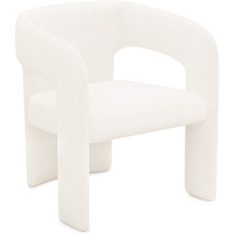 Upholstered Dining Chair - White Boucle - Ashley White