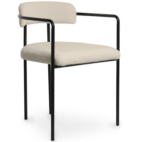 Upholstered Dining Chair - White Boucle - Garne White