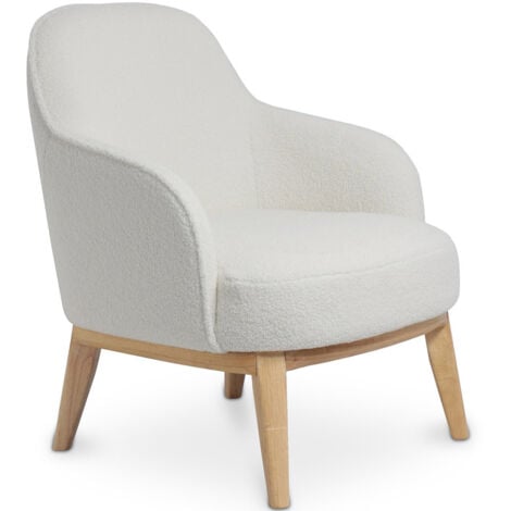 Upholstered Dining Chair - White Boucle - Letter White