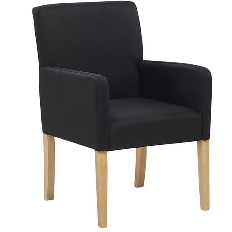 main image of "Upholstered Dining Chair with Arms Black Fabric Wooden Legs Rockefeller"
