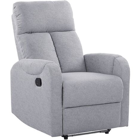 Upholstered Fabric Recliner Chair White LED Lights USB Port Armchair Grey Somero