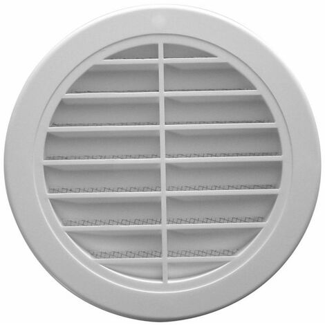 Grille aération ronde 125mm 83cm2 - Acier blanc + anti-insecte - Winflex