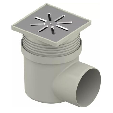 UPONOR AQUA AMBIENT DN 110 SIPHON DE SOL HORIZONTAL STANDARD AVEC GRILLE EN ACIER INOXYDABLE, ÉCOULEMENT À POINTS AVEC GRILLE EN