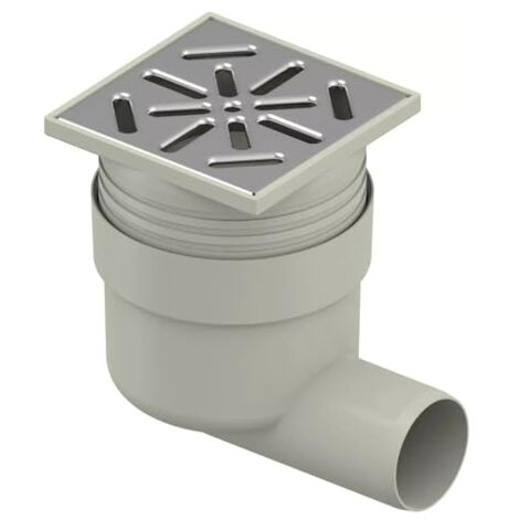 UPONOR AQUA AMBIENT DN 50 SIPHON DE SOL HORIZONTAL STANDARD AVEC GRILLE EN ACIER INOXYDABLE, ÉCOULEMENT À POINTS AVEC GRILLE EN