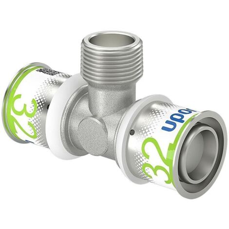 Uponor S-Press Plus T-Stück mit Außengewinde, 32mm x R 3/4" MT-32