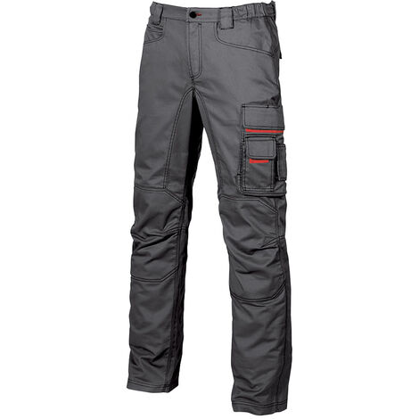 Upower GRIN pantalone da lavoro multitasca comodo invernale felpato in flanella GREY METEORITE taglia 58